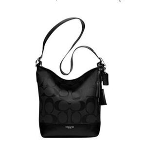 COACH Legacy Duffle in  Small Signature Canvas Black Sholder Bag #25380Excellent